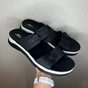 JBU by JAMBU Fenton Water Ready Platform Slip On Sandals in black white WOMEN 10